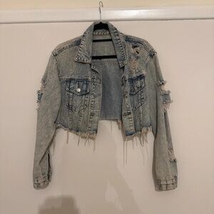 SHEIN Distressed Denim Jacket